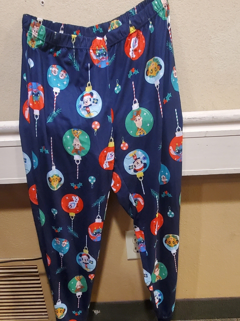 Disney Adult Blue Holiday Ornament Print Pajama Pants